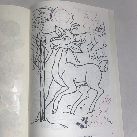 Vintage Christmas Sticker Fun Book Rudolph the Red Nosed Reindeer 1989 Golden - Picture 6 of 12